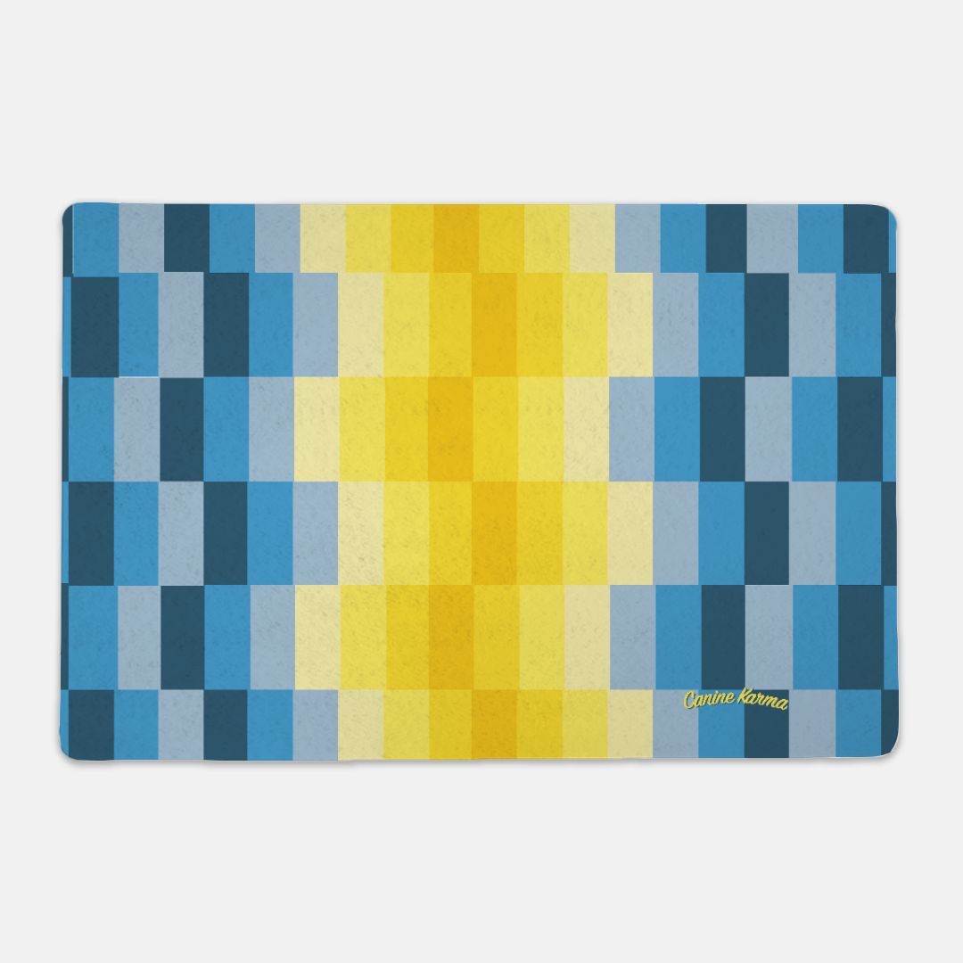 Zeke Pet Mat - Rectangle (Blue/Yellow)